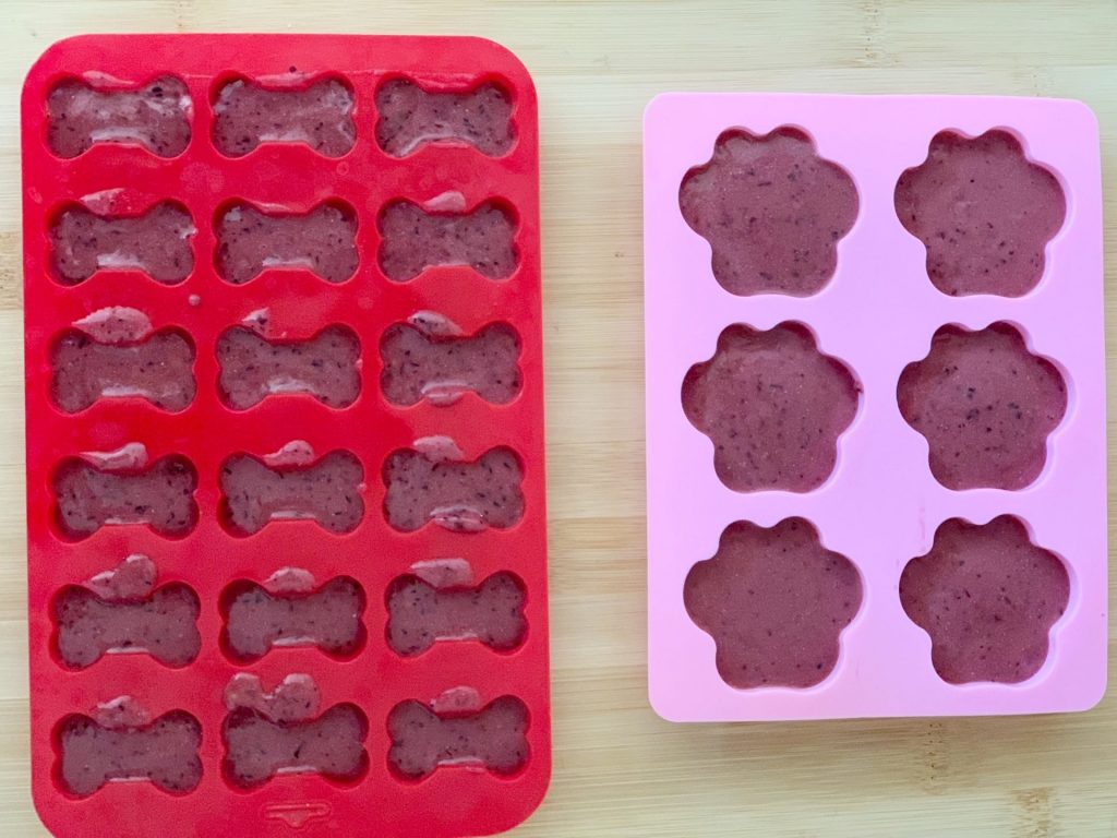 Frozen dog treats in silicone mold