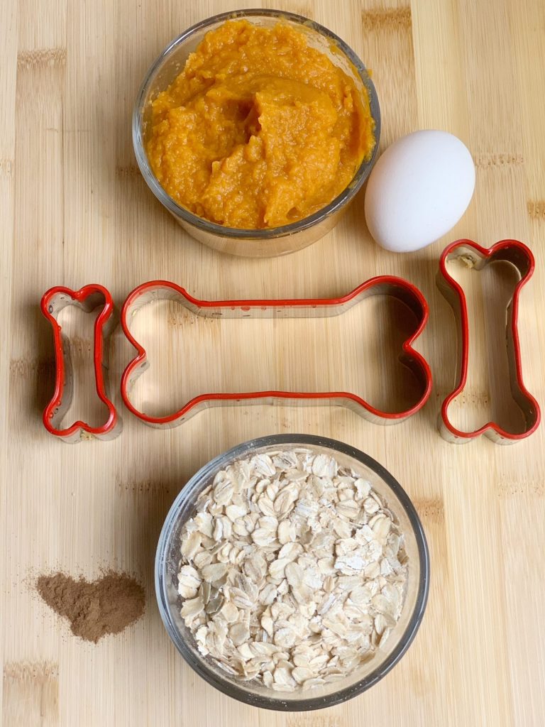 ingredients for oatmeal pumpkin dog treat recipe