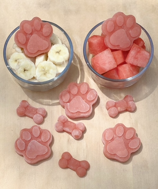 watermelon and banana dog treats made without yogurt